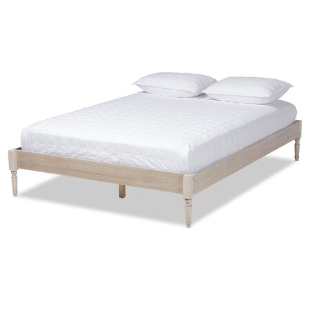 Baxton Studio Colette Antique White Oak Finished Wood King Size Platform Bed Frame 161-10183